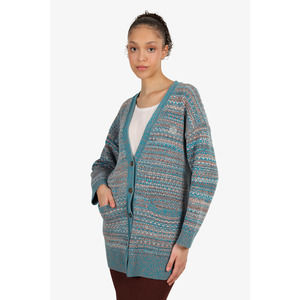 Loewe Blue/Multicolour Wool Oversized Jacquard Cardigan Size